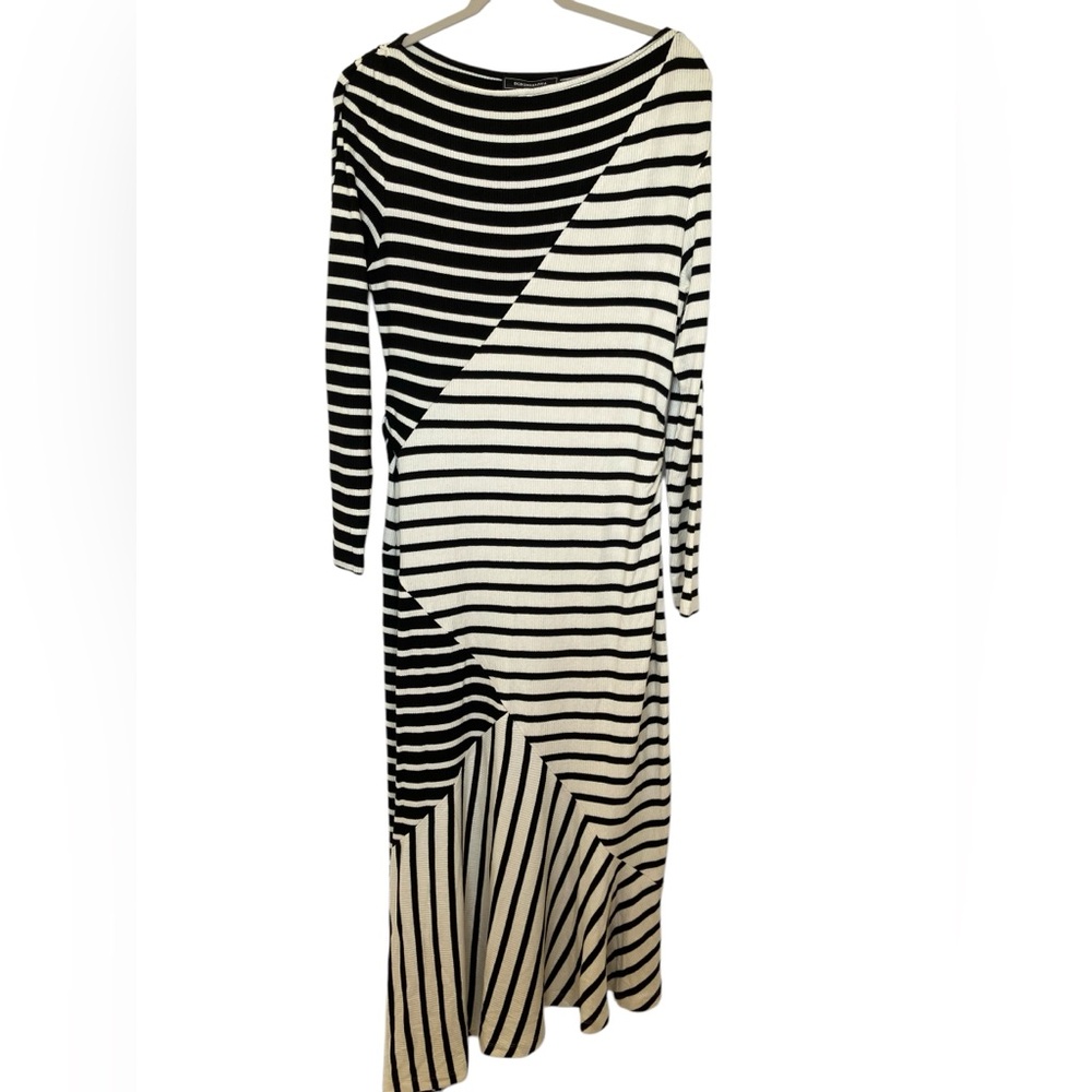 BCBG nwt cream & black striped casual dress thick xl